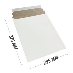 Курьер-пакет 295x375 мм из белого картона 390 гр./м2