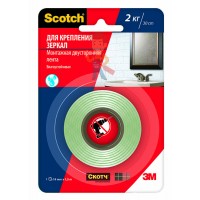 Клейкая монтажная лента Scotch®, сверхпрочная, 19мм х 1,5м Клейкая монтажная лента Scotch®, сверхпрочная, 19мм х 1,5м - Клейкая монтажная лента Scotch®, для зеркал 19 мм х 1,5 м