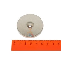 Неодимовый магнит прямоугольник 10х10х3 мм, N35 - Неодимовый магнит диск 50х5 мм с зенковкой 5/13 мм