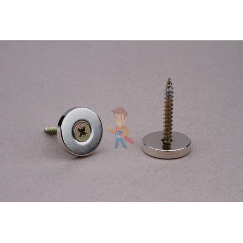 Неодимовый магнит диск 25х5 мм с зенковкой 5.5/10.4 мм, N35 - фото 5