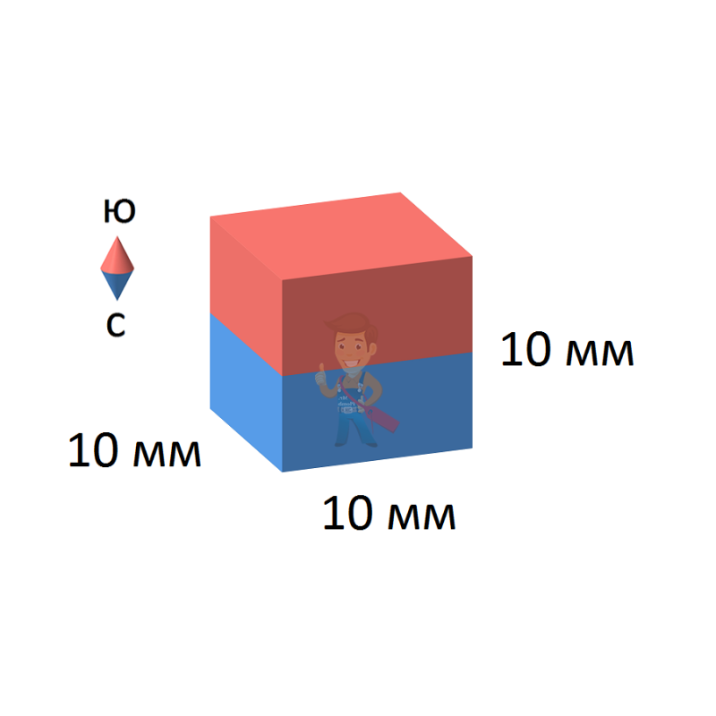 Неодимовый магнит прямоугольник 10х10х10 мм - фото 1