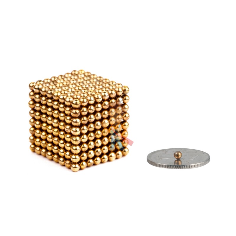 Forceberg Cube - куб из магнитных шариков 2,5 мм, золотой, 512 элементов - фото 1