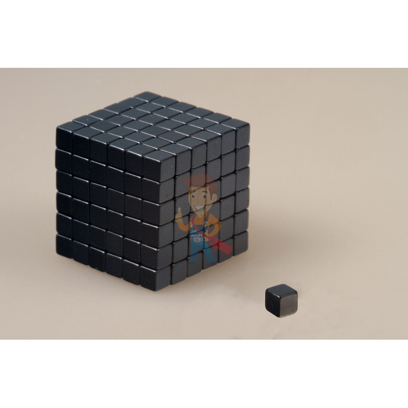 Неодимовый магнит прямоугольник 6х6х6 мм, черный - фото 3