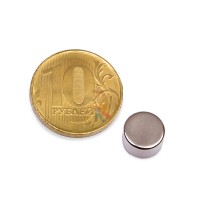 Неодимовый магнит - диск 10х2мм с клеевым слоем, 10шт, Forceberg - Неодимовый магнит диск 8х4 мм