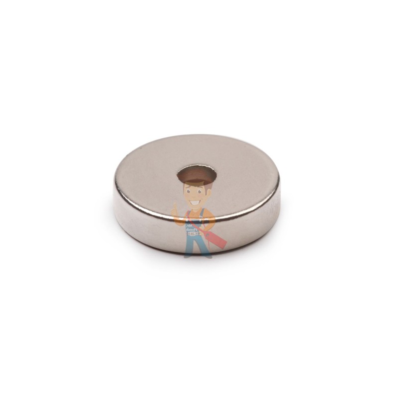 Неодимовый магнит диск 20х5 мм с зенковкой 4.5/10 мм - фото 1
