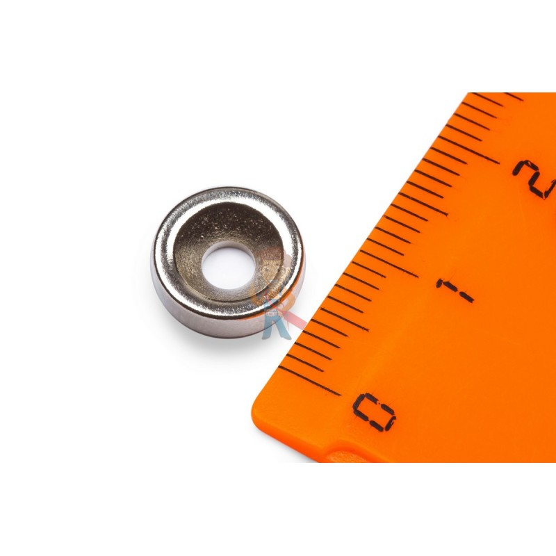 Неодимовый магнит диск 10х3 мм с зенковкой 3/7 мм, N35UH - фото 1