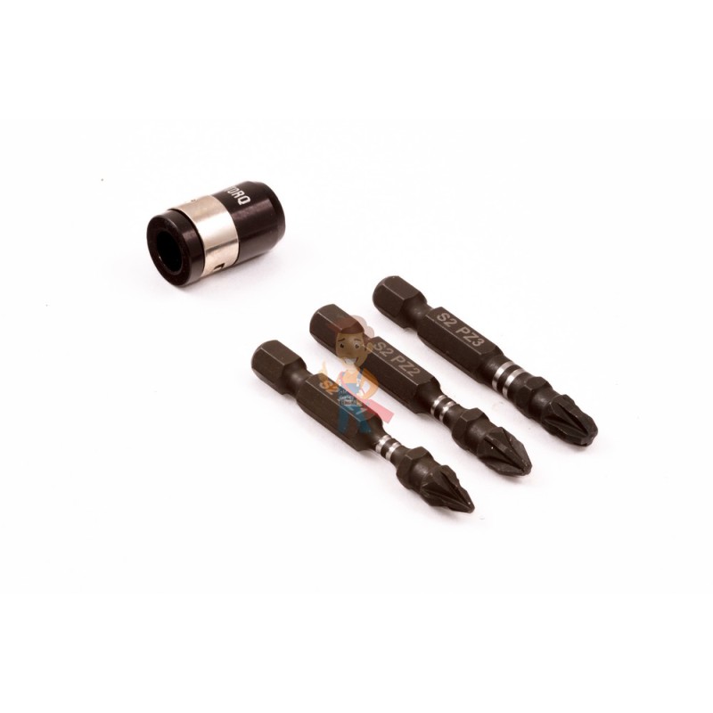 Набор торсионных бит для ударного шуруповерта PZ1, PZ2, PZ3 50 мм, 3 шт, с магнитной муфтой - фото 1