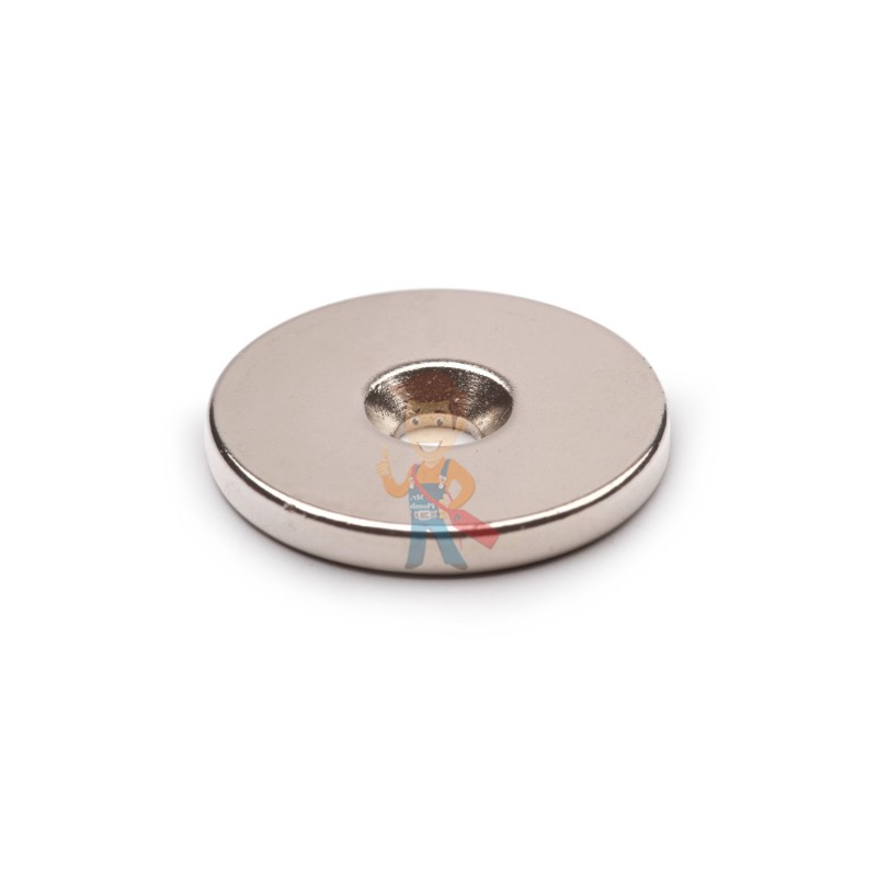 Неодимовый магнит диск 25х3 мм с зенковкой 4.5/7.5 мм