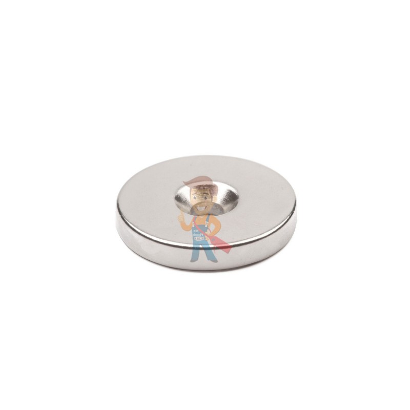 Неодимовый магнит диск Forceberg 30х5 мм с зенковкой 5/10, 4 шт - фото 2