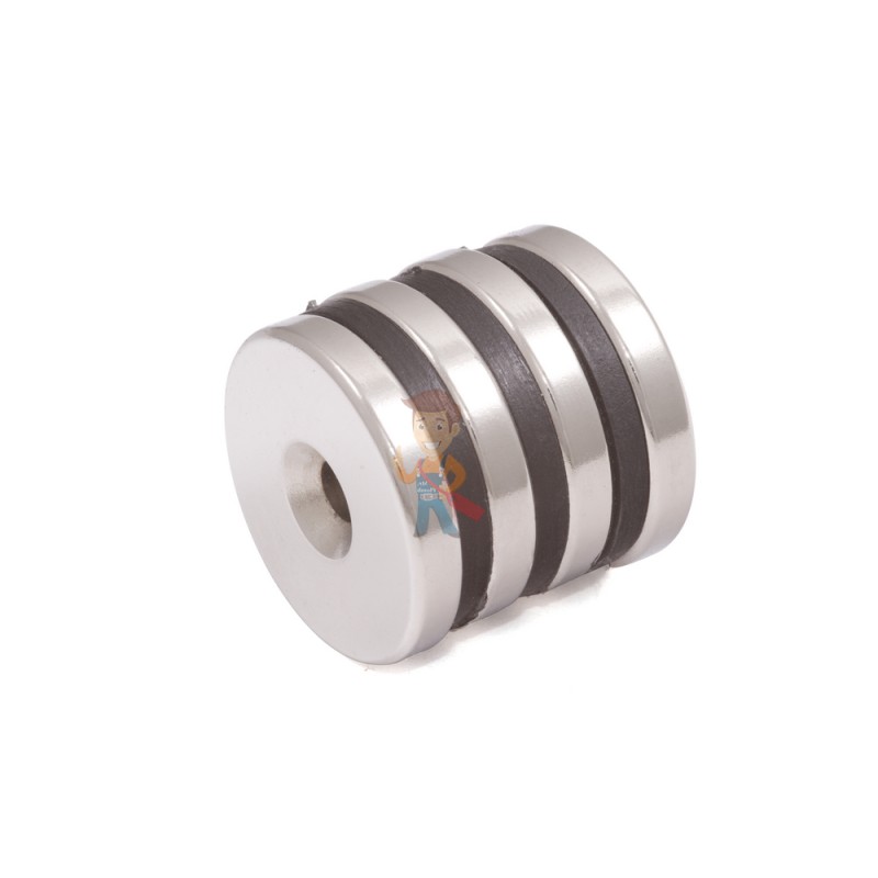 Неодимовый магнит диск 30х6 мм с зенковкой 5.5/12 мм, N38H - фото 5