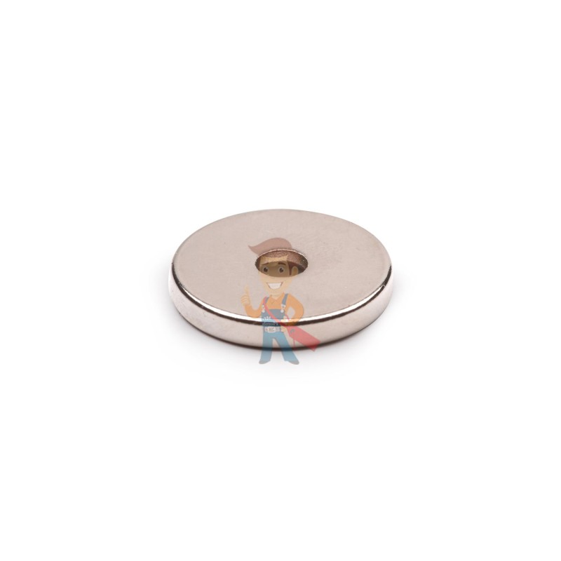 Неодимовый магнит диск 20х3 мм с зенковкой 4.5/7.5 мм - фото 1