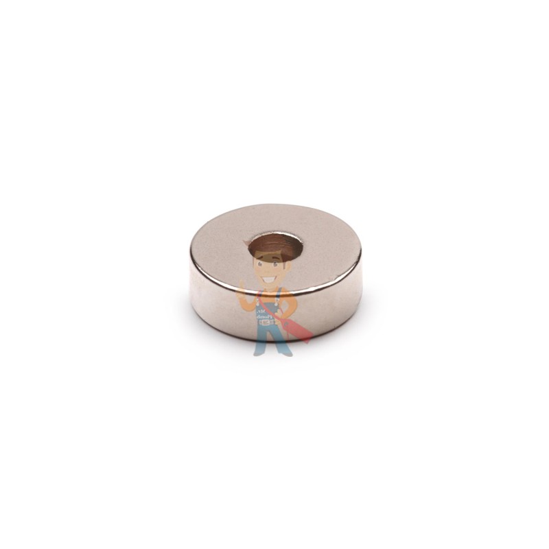 Неодимовый магнит диск 15х5 мм с зенковкой 4.5/10 мм - фото 1