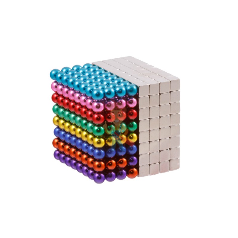 Forceberg Cube - куб из магнитных шариков и кубиков 5 мм, цветной/стальной, 512 элементов - фото 1