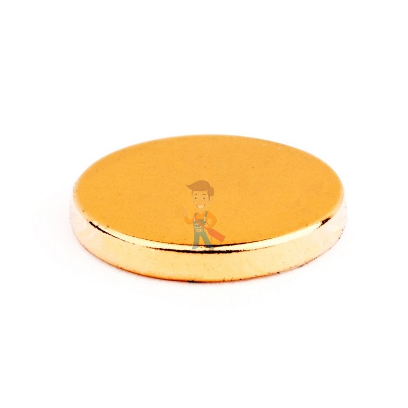 Неодимовый магнит диск 10х1.5 мм, золотой - фото 1