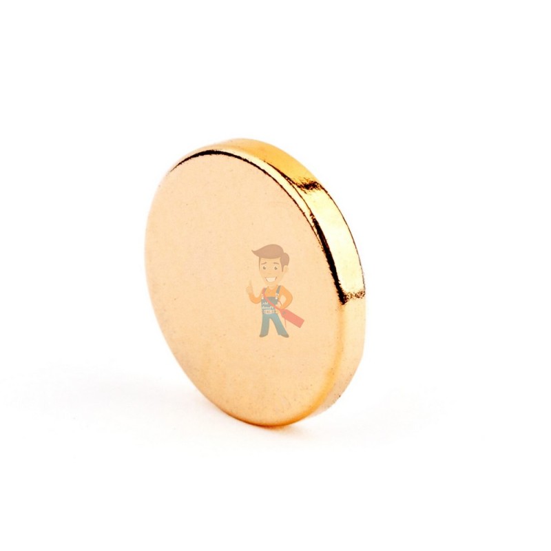 Неодимовый магнит диск 10х1.5 мм, золотой - фото 2