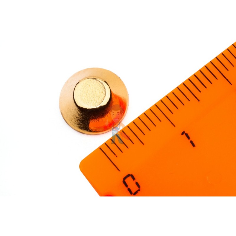 Неодимовый магнит конус 10/5х4 мм, золотой, 6шт, Forceberg - фото 1