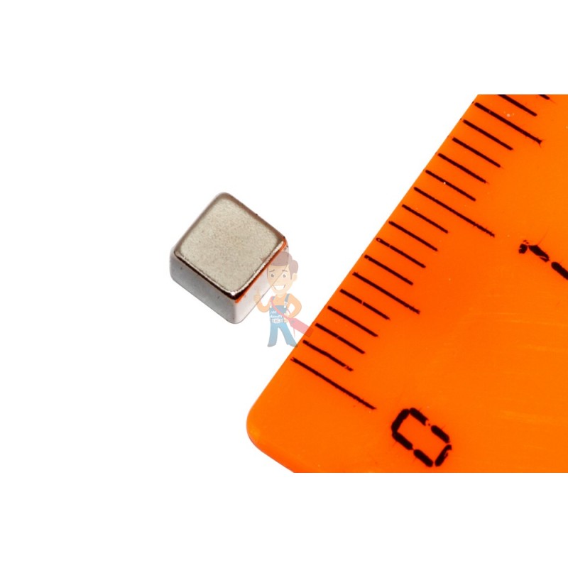 Неодимовый магнит прямоугольник 4х4х4 мм, N35 - фото 1