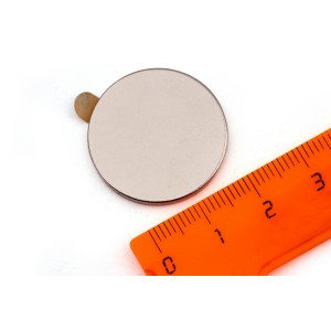 Неодимовый магнит диск 25х2 мм с клеевым слоем