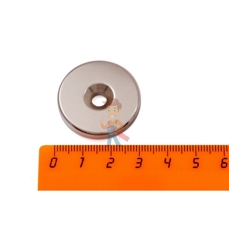Неодимовый магнит диск 30х5 мм с зенковкой 5.5/10 мм - фото 3