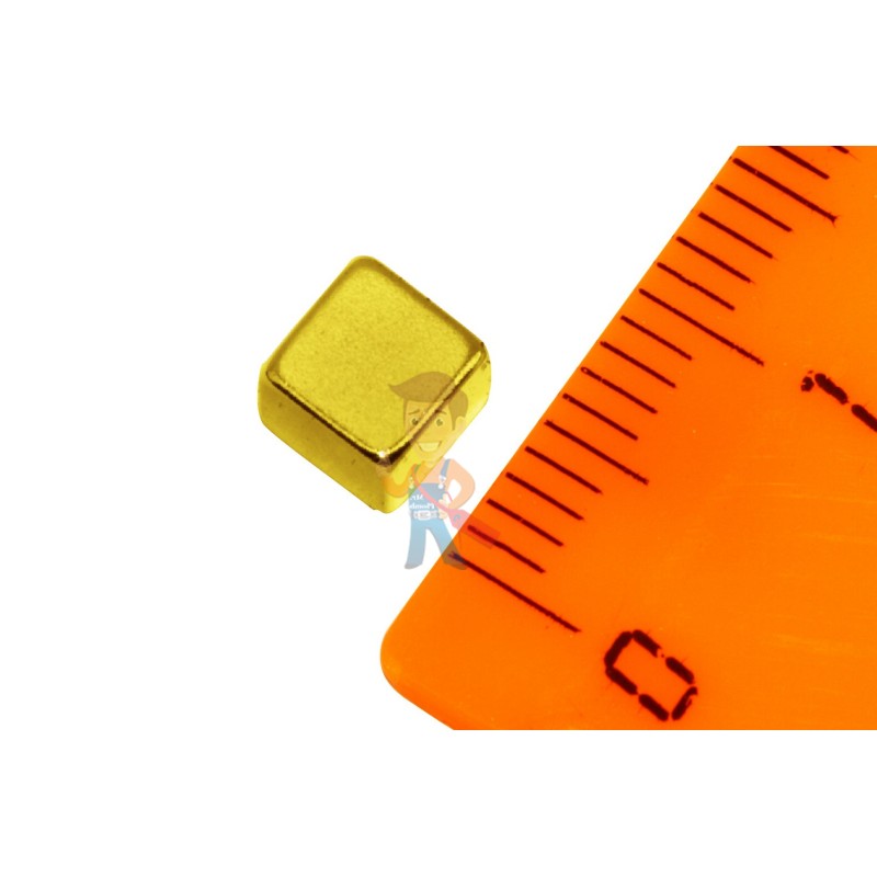 Неодимовый магнит прямоугольник 5х5х5 мм, золотой