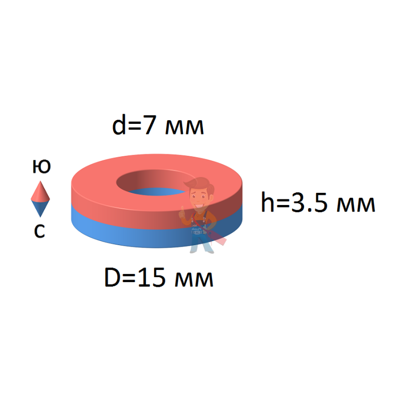 Неодимовый магнит - кольцо 15х7х3,5 мм, 4шт, Forceberg - фото 4