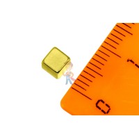 Неодимовый магнит диск 14х10 мм - Неодимовый магнит прямоугольник 4х4х4 мм, золотой